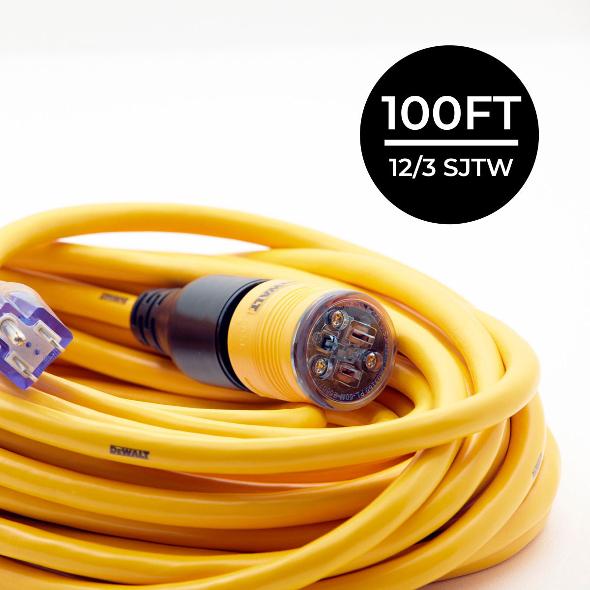 100 Foot 10/3 DEWALT Click-to-Lock Lighted Extension Cord – Power Tech®